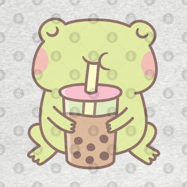 Cute Frog Drinking Boba Bubble Tea by rustydoodle